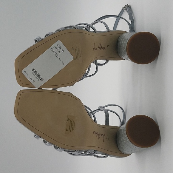 478- Sam Edelman Daffodil Cloud Blue Suede Strappy Block Heel Sandals Sz 9 M NWT - Picture 10 of 15